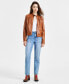 ფოტო #1 პროდუქტის Juniors' Faux-Fur-Lined Moto Jacket, Created for Macy's