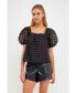 Фото #2 товара Women's Organza Gridded Square Neck Crop Top