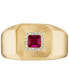 ფოტო #3 პროდუქტის Lab-Created Ruby (1/2 ct. t.w.) & Diamond (1/10 ct. t.w.) Halo Ring in Gold-plated Sterling Silver, Created for Macy's