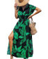 Фото #1 товара Women's Tropical Leaf Short Sleeve Split Maxi Beach Dress