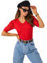 Фото #8 товара Женская блузка приталенного кроя с коротким рукавом красная Factory Price