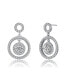 ფოტო #1 პროდუქტის Sterling Silver White Gold Plated Clear Round Cubic Zirconia Three Halo Drop Earrings