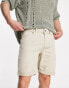 Фото #1 товара Bershka – Jeans-Shorts in Beige mit Umschlag