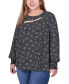 Фото #1 товара Plus Size Long Sleeve Blouse With Neckline Cutout