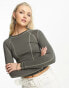 Motel y2k stitch detail long sleeve top in gunmetal grey XS - фото #2