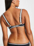 Accessorize knot triangle bikini top with contrast stitching in black