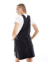 DTT Lucine denim pinafore dress with pockets in washed black