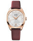 ფოტო #1 პროდუქტის Women's Swiss Automatic Belluna Royal Lady Diamond (1/20 ct. t.w.) Brown Leather Strap 33mm