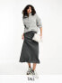 Pieces Tall satin midi skirt in grey