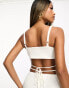 Фото #4 товара Kaiia waist wrap detail bralette top co-ord in ivory