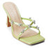 COCONUTS by Matisse Levi Rhinestone Block Heels Womens Green Casual Sandals LEV