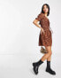 Wednesday's Girl milkmaid mini dress in brown vintage floral