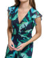 Women's Printed Flutter-Sleeve Ruffled High-Low Midi Dress