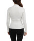 Фото #2 товара Women's Ribbed Zip Front Sweater with Fold Over Collar