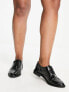 ASOS DESIGN Wide Fit More flat lace up shoes in black