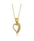 Фото #2 товара Cubic Zirconia Sterling Silver Gold Plated Heart Shape Pendant