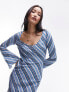 Фото #3 товара Topshop lea column maxi dress in blue stripe