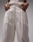 Фото #4 товара Topshop co-ord linen-blend wide leg trouser in oatmeal