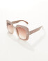 Фото #2 товара AJ Morgan oversized square glitter sunglasses in beige