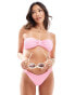 Фото #1 товара River Island bandeau textured bikini bottom in bright pink