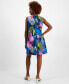 Фото #2 товара Women's 100% Linen Palm-Print Dress, Created for Macy's