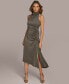 Women's Mock-Neck Ruched Asymmetrical Dress