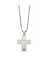 Фото #3 товара Chisel brushed and CZ Grooved Cross Pendant Ball Chain Necklace