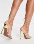 ASOS DESIGN Notify pointed insole heeled sandals in clear and gold