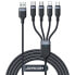 Фото #1 товара 4w1 Kabel przewód USB-A - 2x USB-C iPhone Lightning microUSB 1.2m czarny