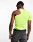 COLLUSION knitted one shoulder top in rib in lime green