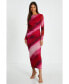 Women's Ombre Stripe Long Sleeve Maxi Dress