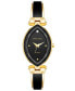 Women's Three-Hand Quartz Gold-Tone Alloy with Black Enamel Bracelet Watch, 24mm