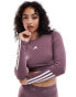 Adidas Performance Hyperglam training crop top in purple Shadow Fig / Weiß, L - фото #1