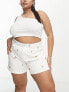 Simply Be mom shorts in white floral print