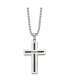 Black IP-plated Cable DAD Cross Pendant Ball Chain Necklace