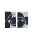 Celestial Orbit Navy Silver Foil Abstract 2-Piece Canvas Wall Art Set