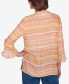 Petite Scottsdale Warm Stripe Floral Embroidered Top