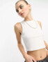 Фото #2 товара Weekday Pure ribbed crop tank top in white