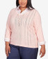 Plus Size A Fresh Start Stripe Collar Layered Two in One Sweater with Necklace