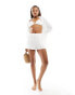 4th & Reckless lea crochet detail linen look short co-ord in white