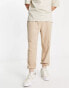 ASOS DESIGN oversized joggers in beige brushed rib texture