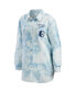 Women's White Seattle Kraken Oversized Tie-Dye Button-Up Denim Shirt