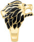ფოტო #5 პროდუქტის EFFY® Men's Black Spinel & Enamel Lion Ring in 14k Gold-Plated Sterling Silver