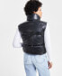 Фото #2 товара Women's Faux-Leather Stand-Collar Puffer Vest