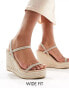 Фото #2 товара Glamorous Wide Fit espadrille wedge heeled sandals in silver diamante
