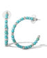 ფოტო #1 პროდუქტის Womens Turquoise Bead Hoop Earrings - Gold Or Silver Tone Turquoise Hoop Earrings