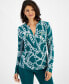 ფოტო #1 პროდუქტის Plus Size Printed Zip-Pocket Top, Created for Macy's