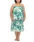 Raviya Plus Size Palm-Print Cover-Up Midi Dress Swimwear Green size 2X 303948