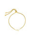 ფოტო #1 პროდუქტის Gold Adjustable Cubic Zirconia Pave Sideways Bolo Initial Bracelet