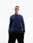 ASOS DESIGN long sleeve tipped pique polo shirt in navy